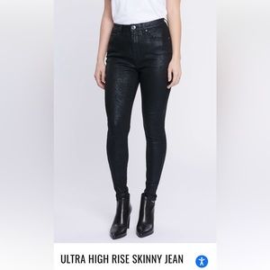 7 For All Mankind Black Animal Print Skinny Pants